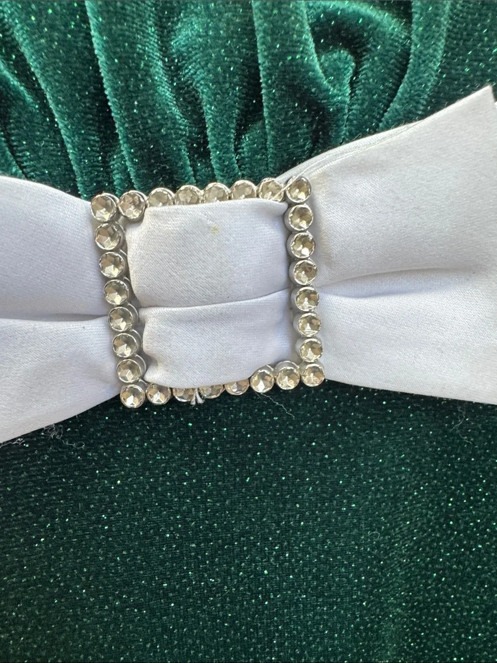 Bonnie Jean Emerald Green Velvet Holiday Dress with White Trim